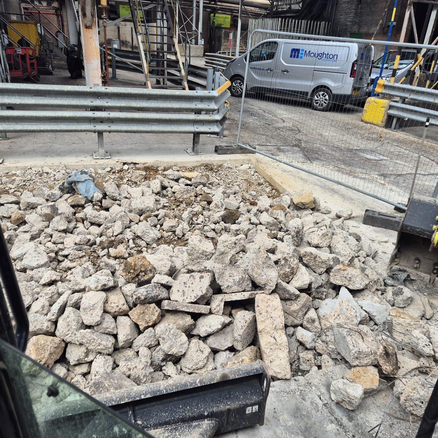 Groundworks excavation and foundation construction on commercial site
