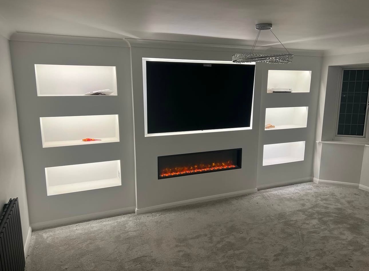 Media wall TV installation living room