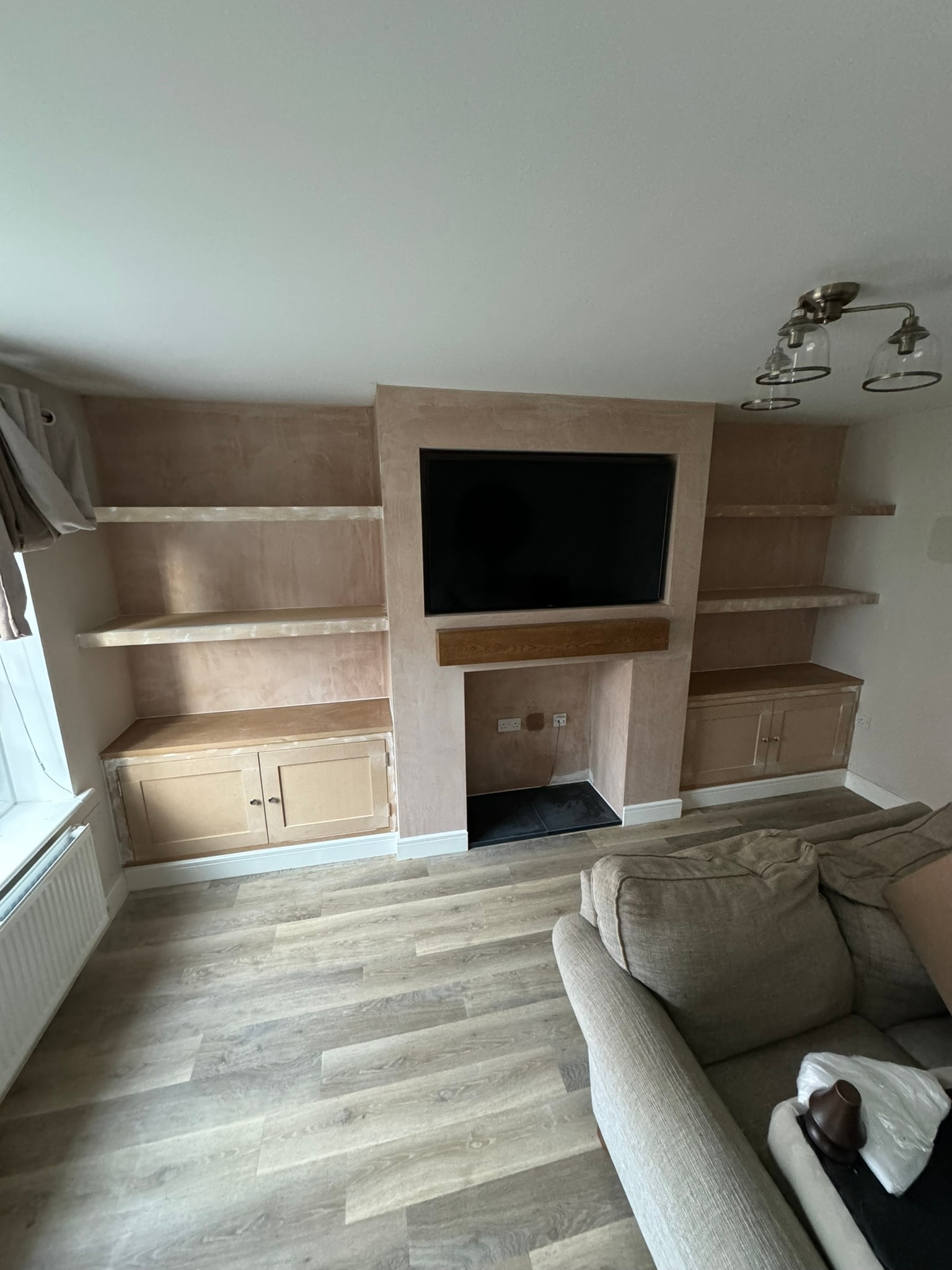 Plastering skim coat finishing interior wall residential