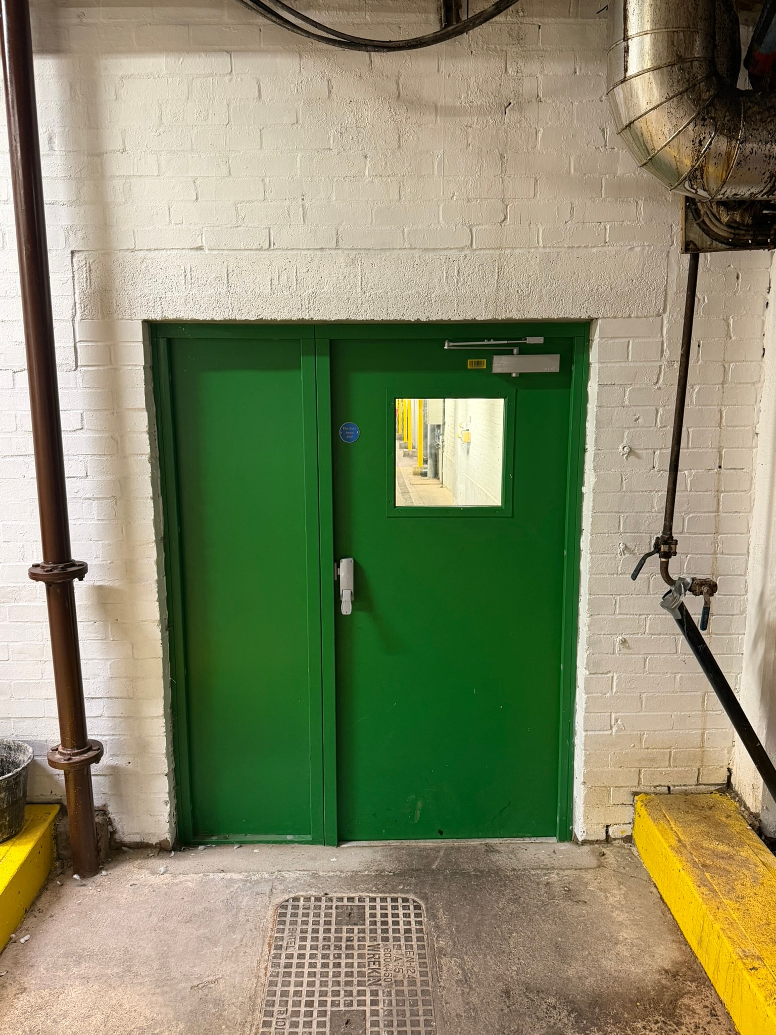 Fire door installation in commercial building